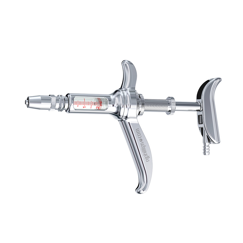 N J Phillips 1ml Stainless Steel Tube Fed Injector, Variable Dose c/w Tubing